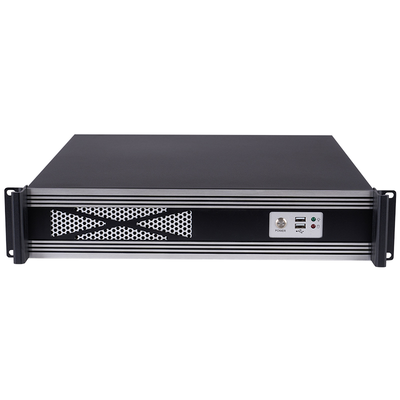 2U industrial computer chassis 450 depth high gloss aluminum brushed panel