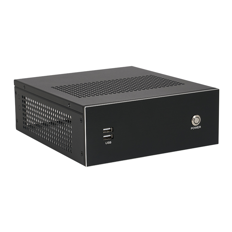 ITX mini PC case supports external power supply and features a high-gloss silver-edged aluminum panel.