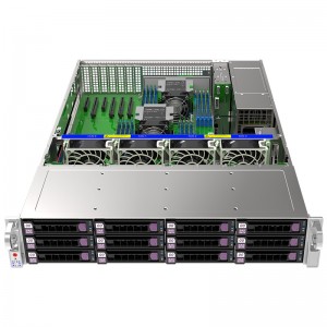 CCTV rack-mounted 2u server case with 12 HDD bays