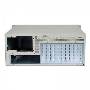 The 4U chassis supports 11 full-height graphics card slots and ATX power supply bay.