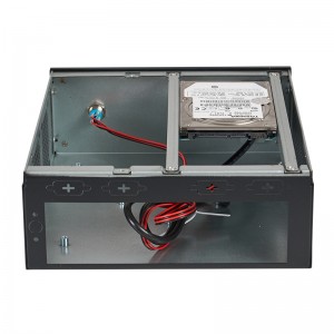 ITX mini PC case supports external power supply and features a high-gloss silver-edged aluminum panel.