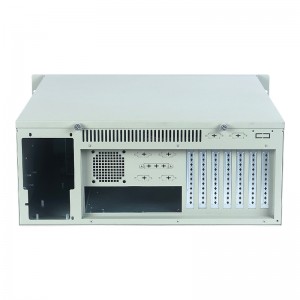 The 4U rackmount server chassis supports dual 3.5-inch hot-swappable hard drive bays.
