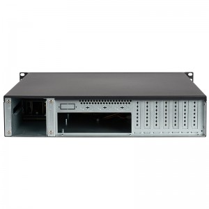2U server chassis front panel with lock and redundant power supply cage
