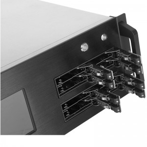 Dual-module 8-bay rackmount server chassis with display