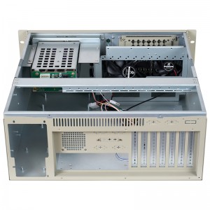 The 4U rackmount server chassis supports dual 3.5-inch hot-swappable hard drive bays.