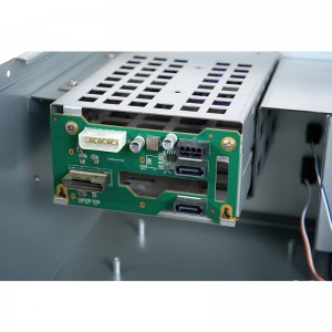 The 4U rackmount server chassis supports dual 3.5-inch hot-swappable hard drive bays.