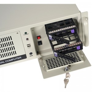 The 4U rackmount server chassis supports dual 3.5-inch hot-swappable hard drive bays.