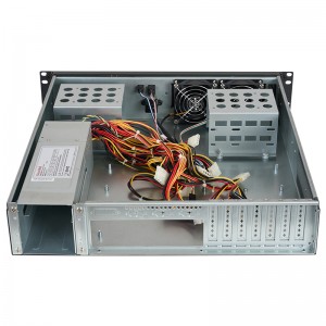 2U server chassis front panel with lock and redundant power supply cage